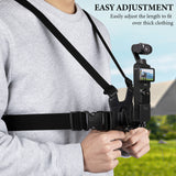 Geekria Chest Mount Strap, Adjustable Harness, Compatible with DJI Osmo Pocket 3, Action 6, 5 Pro, Osmo 360, Insta360 AcePro 2, X5, X4 Air, Hero 13, MAX 2 Action Camera Accessories (Black)