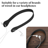 Geekria Earphones Neck Strap, Soft Vegan Leather Anti-Lost Earbuds Holder Neck Band Compatible with Apple EarPods and Other Wired Headphone (Black)