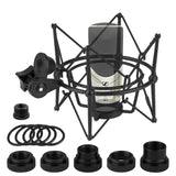 Geekria for Creators Microphone Shock Mount Compatible with Sennheiser MK4, MK8, TLM103-MT, TLM107, Anti-Vibration Suspension Adapter Clamp Mic Holder Clip (Black / Metal)