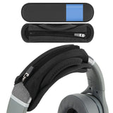 Geekria Short Replacement Medium Hook and Loop Headband Cover + Cooling-Gel Pad Set, Compatible with Skullcandy, Bose, JBL, Sony Headphones Accessory, Easy DIY Installation (Black)