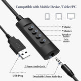 Geekria USB Headset with Mic, Mute Button and Volume Control, Lightweight Wired Computer On-Ear Headphones with Boom Microphone and Detachable 3.5mm Plug, 3 Pack, Assorted Colors