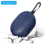Geekria Silicone Case Cover Compatible with Bose New QuietComfort True Wireless Earbuds, Protective Earphones Skin Cover with Keychain Hook, Charging Port Accessible, Front LED Visible (Blue)