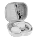 Geekria Shield Kids Headphones Case with Personalized Shoe Charm, Replacement Hard Shell Travel Carrying Bag with Cable Storage Compatible with JBL JR 310BT, Tune 600BTNC Headsets (White)