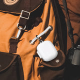 Geekria Silicone Case Cover Compatible with Soundcore by Anker AeroFit 2 True Wireless Earbuds, Protective Earphones Skin Cover with Keychain Hook, Charging Port Accessible (White)