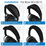 Geekria Flex Fabric Headband Cover Compatible with Bose QC 2, QC15 Headphones, Head Top Cushion Pad Protector, Replacement Repair Part, Easy DIY Installation