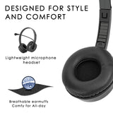 Geekria Computer Headset with Microphone, 3.5mm Wired Headphones with USB Adapter, Noise Cancelling Mic Call Center Office Headset for PC, Laptop, Cell Phone (Black)