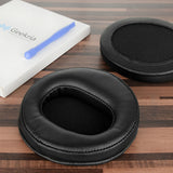 Geekria QuickFit Protein Leather Replacement Ear Pads for DENON AH-D2000, D5000, D5200, D7000, D7200, D9200 Headphones Ear Cushions, Headset Earpads, Ear Cups Cover Repair Parts (Black)