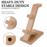 Geekria Solid Wood Dual Gamepad and Headphone Stand, Controller Storage Holder for PS4, PS5, Xbox, Switch, 8BitDo, Universal Desk Game Accessories (Light Brown)