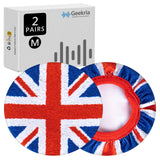 Geekria 2 Pairs Flex Fabric Headphones Ear Covers - Product Safety Certified - Washable & Stretchable Earcup Protectors for Over-Ear Headsets, Sweat Pads for Gym, Gaming (M / England Flag)
