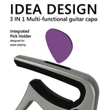 Geekria 3IN1 Guitar Capo, Zinc Alloy Metal Capo for Acoustic and Electric Guitars, Ukulele, Mandolin, Classical Guitar Accessories (Karachi Color)