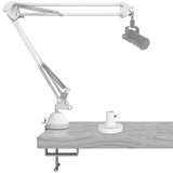 Geekria for Creators Microphone Arm Compatible with Rode PodMic, NT-USB, NT1-A, NT1 Mic Boom Arm with Tabletop Flange Mount, Suspension Stand, Mic Scissor Arm, Desk Mount Holder (White)