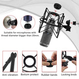 Geekria for Creators Microphone Shock Mount Compatible with ATH AT2020, AT2020USB, AT2020USB+, AT2020USBi, ATR2500X-USB, Mic Anti-Vibration Suspension Adapter Clamp (Black / Metal)