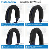 Geekria Flex Fabric Headband Cover Compatible with Jabra Elite Elite 45h, Evolve2 65 UC, Evolve2 40 UC Headphones, Head Top Cushion Pad Protector, Replacement Repair Part, Sweat Cover (Black)