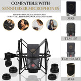 Geekria for Creators Microphone Shock Mount Compatible with Sennheiser MK4, MK8, TLM103-MT, TLM107, Anti-Vibration Suspension Adapter Clamp Mic Holder Clip (Black / Metal)