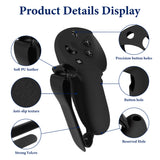 Geekria VR Silicone Controller Cover Compatible with Meta Quest Pro, Anti-Throw Handle Sleeve Gaming Accessories, Adjustable Wrist Knuckle, Thumb Caps (Black, 1 Pair)