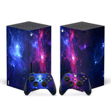 Geekria Skin Stickers Compatible with Microsoft Xbox Series X Console, Whole Body Protective Vinyl Decal Cover with 2 Wireless Controller Decals (Starry Blue)