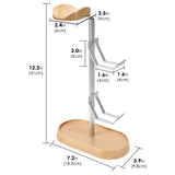Geekria 2-in-1 Headphone Stand & Controller Holder for Gaming Desk Setup, Beech Wood & Aluminum Headset Hanger, Desktop Organizer for PS5 PS4 Xbox One Nintendo Switch, Fits Most Headphones