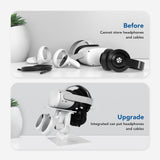 Geekria VR Headset Display Stand, Link Cable Accessories Storage Holder Compatible with Meta Quest 2/Quest Pro/Quest 3 Headset and Touch Controllers