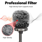 Geekria for Creators Furry Windscreen Compatible with FIFINE AmpliGame A6T, A6V, T669, T732, K669B, K780A, Mic DeadCat Wind Cover Muff, Windbuster, Windjammer, Fluff Cover Windshield (Grey 2 Pack)