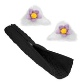 Geekria NOVA Knit Fabric Headband Cover+Cat Ears Attachment Compatible with Razer, SteelSeries, HyperX, Sennheiser, ASTRO, Sony, Logitech, ATH Headphones, Head Cushion Pad Protector (Flower/White)