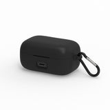 Geekria Silicone Case Cover Compatible with Sennheiser MOMENTUM True Wireless 4 Earbuds, Protective Earphones Skin Cover with Keychain Hook, Charging Port Accessible (Black)