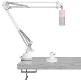 Geekria for Creators Microphone Arm Compatible with Razer Seiren V3 Chroma, V3 Mini, X Mic Boom Arm with Tabletop Flange Mount, Suspension Stand, Desk Mount Holder (White)