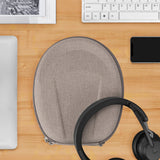 Geekria Shield Headphones Case for Lay Flat On-Ear Headphones, Replacement Hard Shell Travel Carrying Bag with Cable Storage, Compatible with Jabra Elite45h, Evolve275 Headphones (Brown)