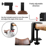 Geekria Wooden Headphones Stand Compatible with Apple AirPods Max, Sony WH-1000XM6 Headphone Hook, Earphones Hanger Mount, Dual-Purpose Aluminum Headset Desktop Clip with Walnut Holder