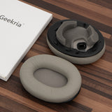 Geekria Elite Sheepskin Replacement Ear Pads for Sony WH-1000XM4 Headphones Ear Cushions, Repair Parts (Silver)