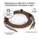 Geekria Apollo Single Crystal Copper Upgrade Audio Cable Compatible with Meze Audio 99 Classics Series, 109 PRO, LIRIC 2, Strada 4.4mm to Dual 3.5mm Replacement Headphones Cord (4.9ft/1.5m)