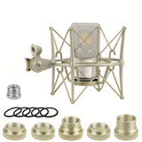 Geekria for Creators Microphone Shock Mount Compatible with Neumann TLM 103, TLM 102, U 87 Ai, TLM 67 Mic Anti-Vibration Suspension Adapter Clamp Mic Holder Clip (Champagne / Metal)