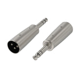 Geekria for Creators XLR Male to 1/4 Inch (6.35mm) TRS Male Microphone Cable Adapter, Compatible with Shure SM58, SM57, SM7B, MV7, PGA48, Behringer xm8500 Mic Cord Plug (Silver, 2 Pack)