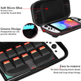 Geekria Carrying Case Compatible with Nintendo Switch, OLED Console, Protective Hard Shell Travel Bag, Accessories and Game Card Storage Slot (Black)