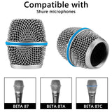 Geekria for Creators Microphone Replacement Grille for Shure BETA87, BETA 87A, BETA 87C Mic Head Cover, Microphone Ball Head Mesh Grill, Capsule Parts (Silver / 2 Pack)