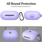 Geekria Silicone Case Cover Compatible with Powerbeats Pro 2 True Wireless Earbuds, Protective Earphones Skin Cover with Keychain Hook, Charging Port Accessible (Purple)