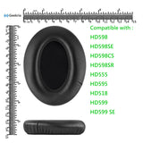 Geekria QuickFit Replacement Ear Pads for Sennheiser HD598, HD598SE, HD598CS, HD598SR, HD595, HD599, HD599 SE Headphones Ear Cushions, Headset Earpads, Ear Cups Cover Repair Parts (Black)