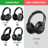 Geekria QuickFit Replacement Ear Pads for Mpow H12 ANC, H10, RCA H033C Noise Cancelling Headphones Ear Cushions, Repair Parts (Black)