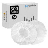 Geekria 500 Pairs Disposable Headphone Covers Compatible with Over-Ear and MRI Headsets, Stretchable Sanitary Ear Pads, Hygienic Earcup Cushion Protectors (M / White)