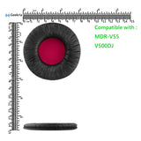 Geekria QuickFit Replacement Ear Pads for Sony MDR-V55, V500DJ Headphones Ear Cushions, Repair Parts (Black Red)