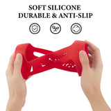 Geekria Silicone Carrying Case Compatible with JBL Pulse 4 Speaker, RGB Light Visible Protective Cover with Shoulder Strap & Carabiner, Shockproof Anti-Slip Outdoor Travel Sleeve (Red)
