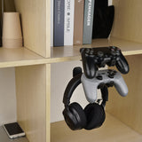 Geekria 3-in-1 PC Gaming Headset&Controller Holder, Under-Desk Headphone Stand Mount Holder with 360° Rotation Adjustable, Compatible with Bose, Sony, AKG, JBL, Sennheiser, B&O (Black)