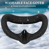 Geekria Silicone Face Cover Compatible with Meta Quest 3, Sweatproof VR Mask & Cushion Pad Replacement, Washable, Lightproof, Anti-Leakage (Black)