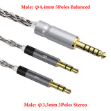 Geekria Apollo Silver-Plated Copper Upgrade Audio Cable Compatible with Meze Audio 99 Classics V2, 109 PRO, LIRIC 2, Strada 4.4mm to Dual 3.5mm Replacement Cord (4.9 ft / 1.5 m / Silver)