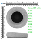Geekria Comfort Velour Replacement Ear Pads for AKG K701, K702, Q701, Q702, K601, K612, K712 Headphones, Repair Parts (Grey)