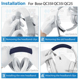 Geekria Protein Leather Headband Pad Compatible with Bose QuietComfort 35 ii Gaming, QC35II, QC25, QCSE, Headphones Replacement Band, Headset Head Top Cushion Cover Repair Part (Blue)