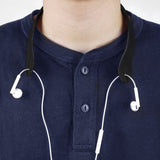 Geekria Earphones Neck Strap, Soft Vegan Leather Anti-Lost Earbuds Holder Neck Band Compatible with Apple EarPods and Other Wired Headphone (Black)