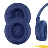 Geekria QuickFit Leatherette Replacement Ear Pads Compatible with JBL JR 300/ 300BT, T450BT, T500BT, Tune 500/ 500BT/ 510BT/ 520 Headphones, Ear Cushions with Video Guide (Blue)