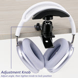 Geekria Adjustable Clamp-On Headphone Holder, No-Drill Metal Headset Stand with Headband Rest, Under Desk Mount for Gaming Headsets, Home & Office, Black
