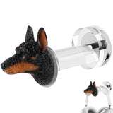 Geekria Magnetic Headphone Hanger with Resin Dog Head and Clear Acrylic Holder, for Magnetic PC Cases, Shelves, and Cabinets, Over-Ear and On-Ear Headphones