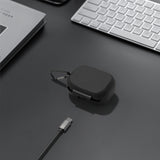 Geekria Silicone Case Cover Compatible with Skullcandy Grind Fuel True Wireless Earbuds, Protective Earphones Skin with Keychain Hook, Charging Port Accessible (Black)